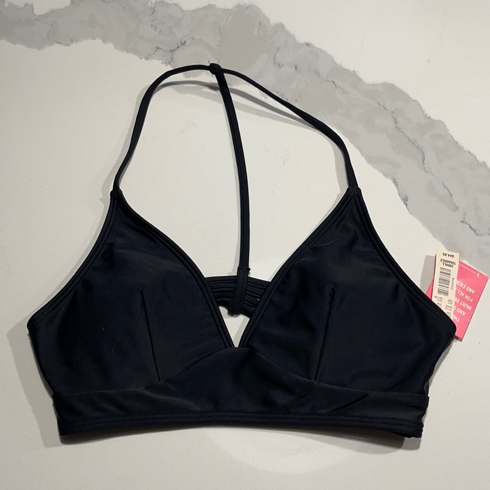 NWT Victoria’s Secret Black Strappy Bikini Top